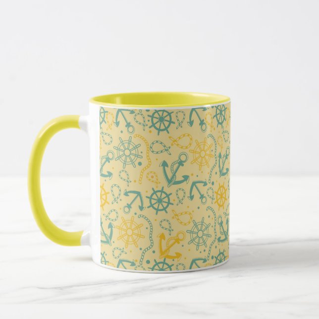 Retro background with anchor, ropes mug (Left)