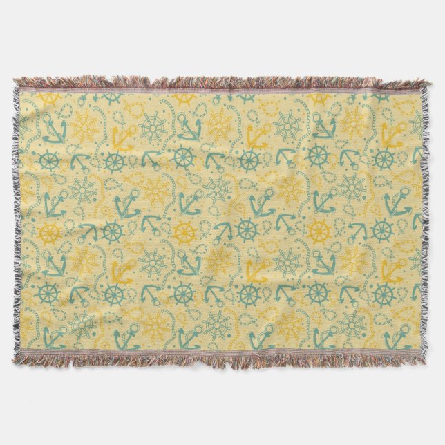Retro background with anchor, ropes throw blanket (Front)