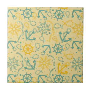 Retro background with anchor, ropes tile