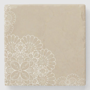 Retro background with lace ornament stone coaster