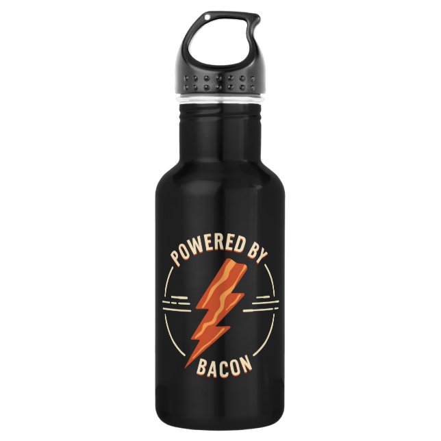 Retro Bacon Lover Funny Food Design with Lightning 532 Ml Water Bottle (Front)