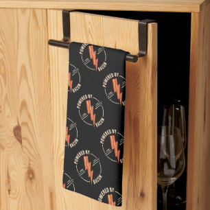 Retro Bacon Lover Funny Food Design with Lightning Tea Towel