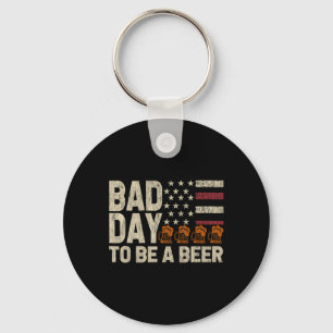Retro Bad Day To Be A Beer Usa Flag Beer 4th Of Ju Key Ring