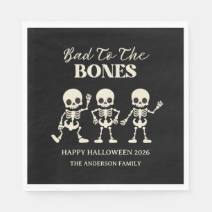 Retro Bad To The Bones Spooky Halloween Napkin