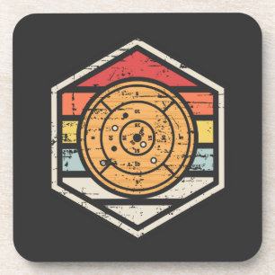 Retro Badge Crokinole Coaster