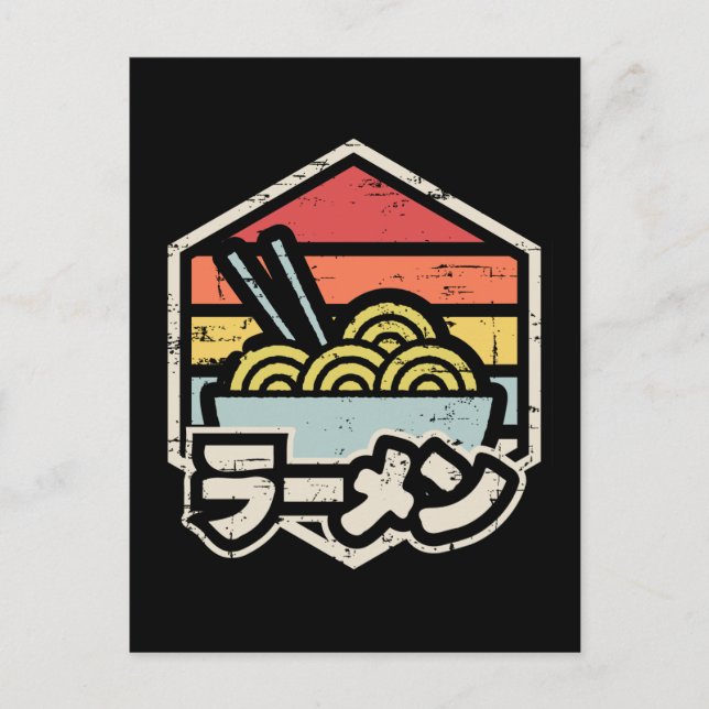 Retro Badge Ramen Classic Round Sticker Postcard (Front)