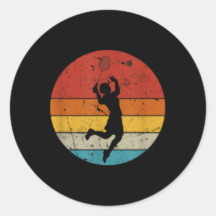 Retro Badminton Lover  Classic Round Sticker