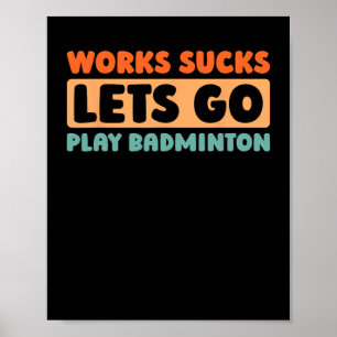 Retro Badminton Player Court - Racquet Vintage Shu Poster