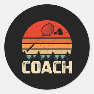 Retro Badminton Racket Shuttle Badminton Coach Gif Classic Round Sticker