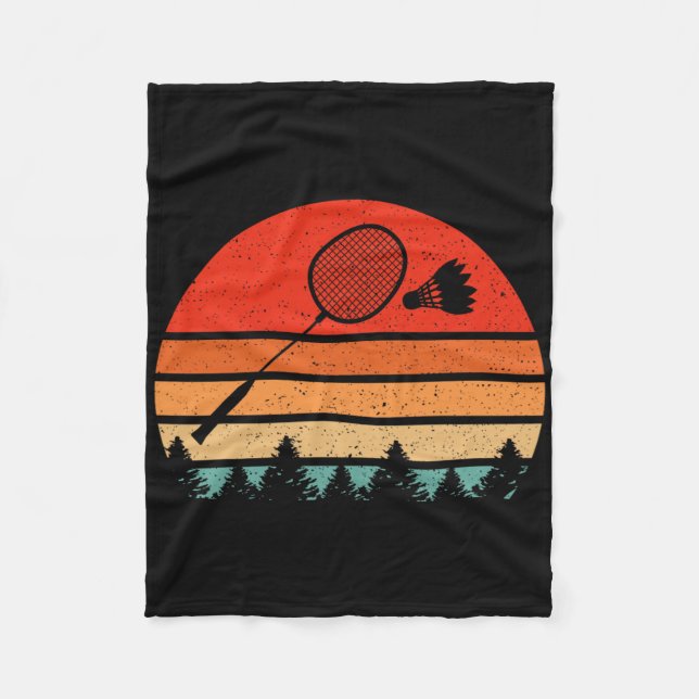 Retro Badminton Racket Shuttle Funny Badminton Pla Fleece Blanket (Front)