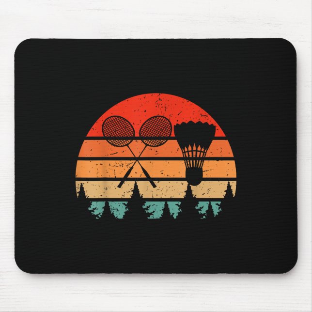 Retro Badminton Racket Shuttle Funny Badminton Pla Mouse Pad (Front)