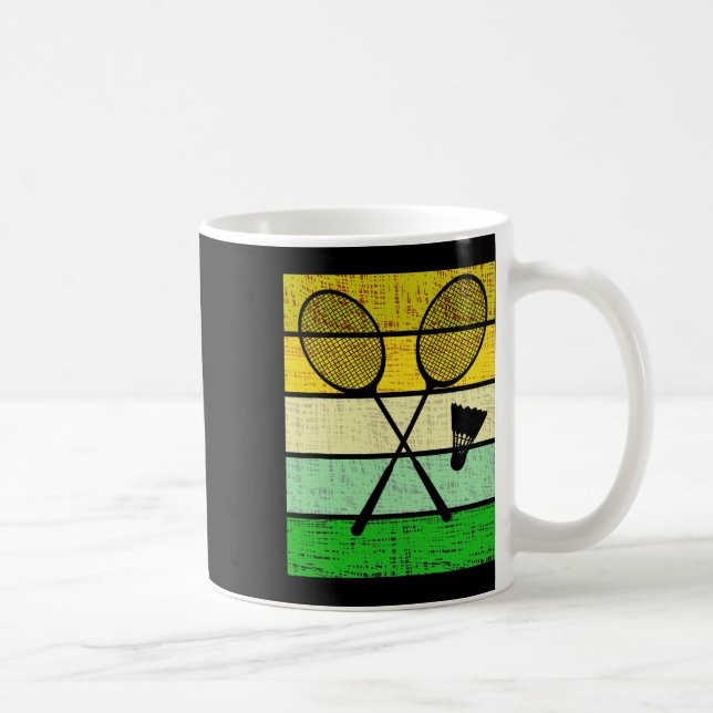 Retro Badminton Rackets And Shuttle Badminton Play Coffee Mug (Right)