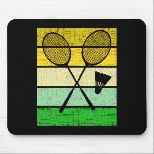 Retro Badminton Rackets And Shuttle Badminton Play Mouse Pad