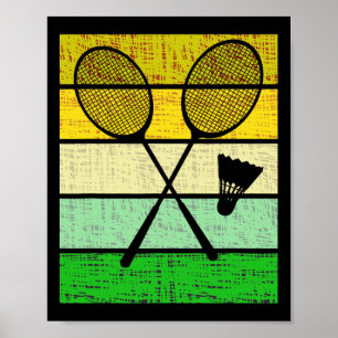 Retro Badminton Rackets And Shuttle Badminton Play Poster