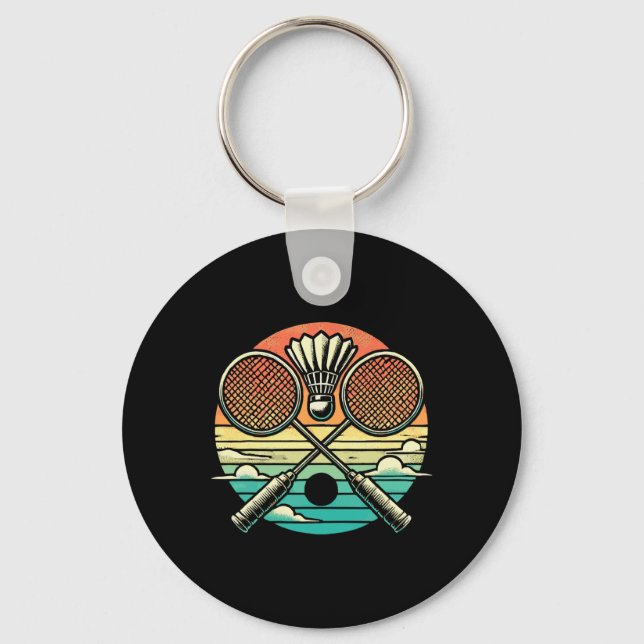 Retro Badminton Shuttle Racket  Key Ring (Front)