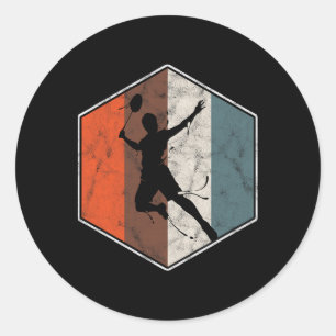 Retro Badminton Tennis Player Vintage Sports Classic Round Sticker