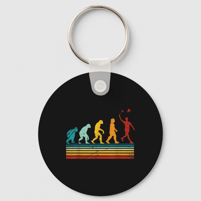 Retro Badminton With Shuttle Evolution Darwin  Key Ring (Front)