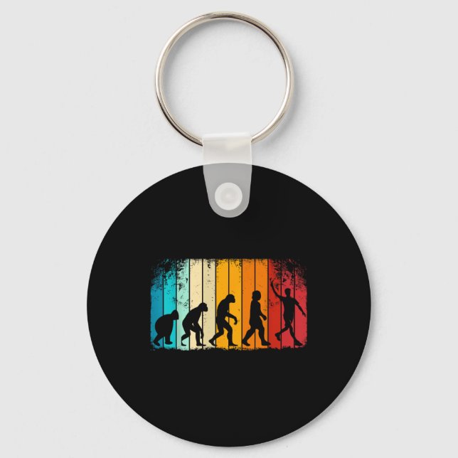Retro Badminton With Shuttle Evolution Darwin  Key Ring (Front)