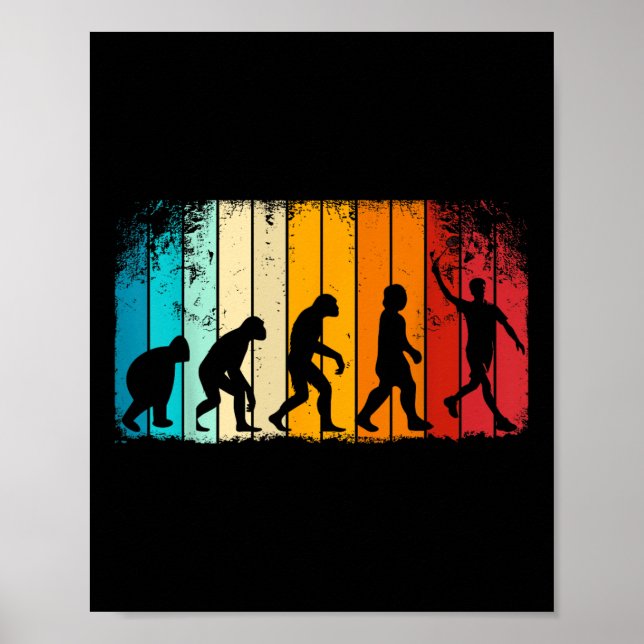 Retro Badminton With Shuttle Evolution Darwin  Poster (Front)