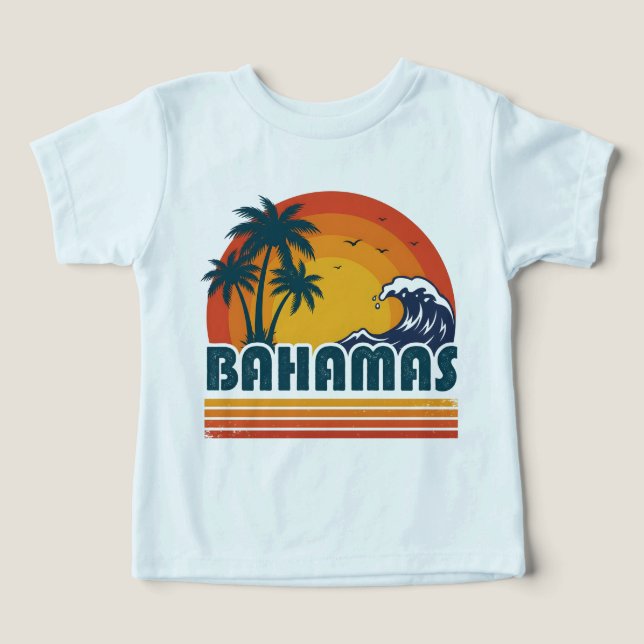 Retro Bahamas Beach Summer Sunset 70s Palm Tree (Design Front)