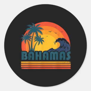 Retro Bahamas Beach Summer Vacation Sunset 70s 80s Classic Round Sticker