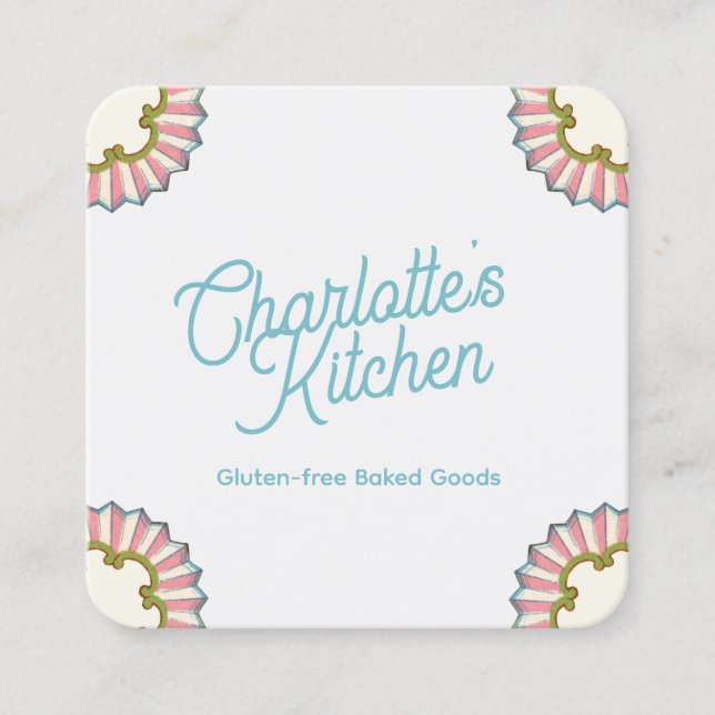 Retro Baker  Square Business Card (Front)