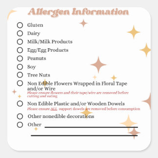 Retro Bakery Allergen Information Sticker