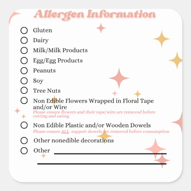Retro Bakery Allergen Information Sticker (Front)