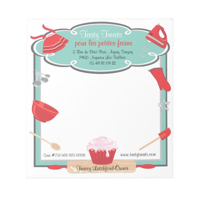 Retro baking and cooking Note pad recipe order (Front)