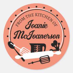 Retro baking utensils from the kitchen of bakery classic round sticker