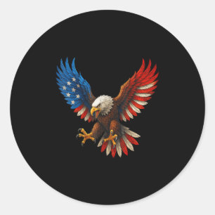 Retro Bald Eagle American Flag 4th Of July Indepen Classic Round Sticker