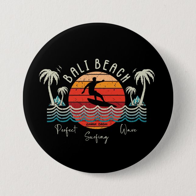Retro Bali Beach 7.5 Cm Round Badge (Front)