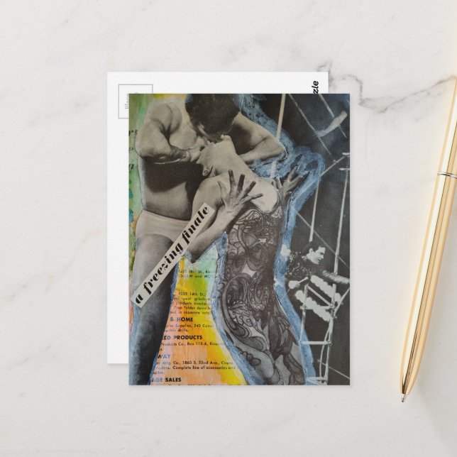 Retro Ballet couple finale collage art Postcard (Front/Back In Situ)