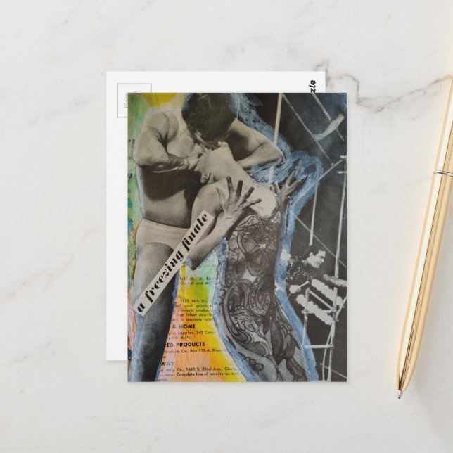 Retro Ballet couple finale collage art Postcard (Front/Back In Situ)