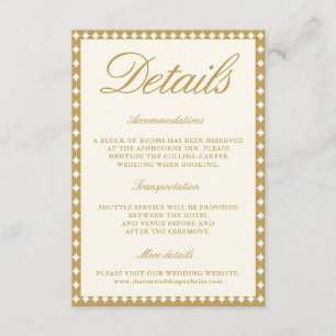 Retro Ballroom Vintage Ivory Wedding Guest Details Enclosure Card