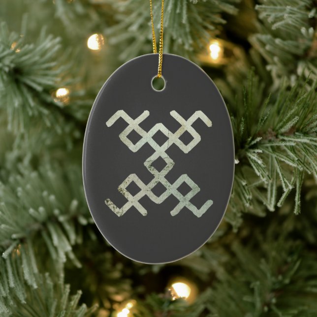 Retro Baltic Pattern Change Traditional Hand Drawn Ceramic Tree Decoration (Tree)