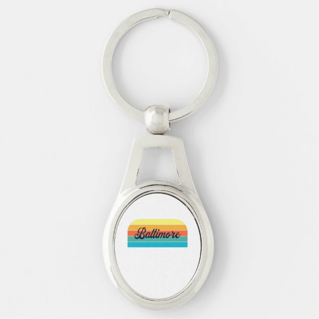 Retro Baltimore  Key Ring (Front)