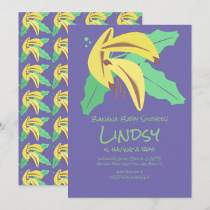 Retro Banana Purple Baby Shower Invitation