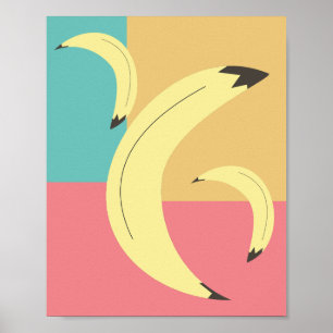 Retro Bananas Colorful Shapes Poster