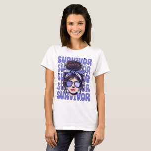 Retro Bandanna Girl Stomach Cancer Survivor T-Shirt