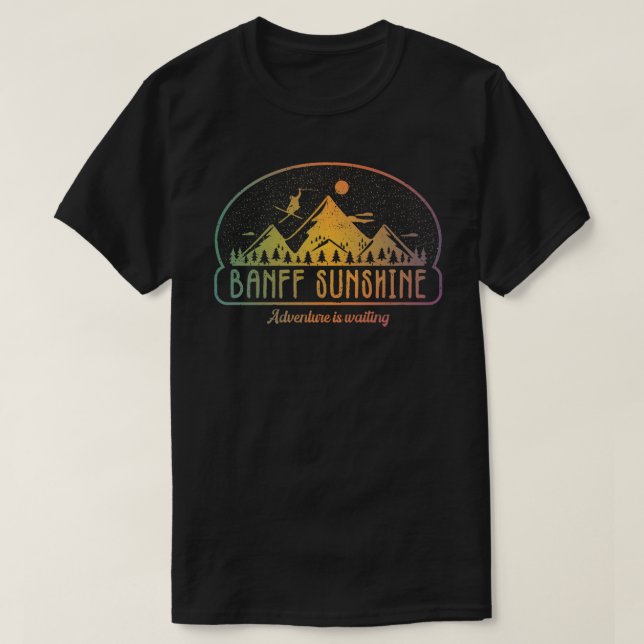 Retro Banff Sunshine Ski Adventure is Waiting T-Shirt (Design Front)