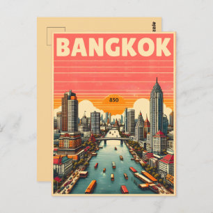 Retro Bangkok city skyline - Thailand travel gifts Postcard