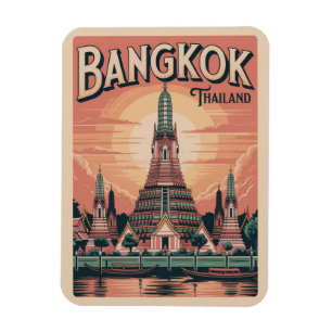 Retro Bangkok city  Wat Aru Thailand travel gifts Magnet