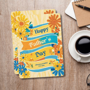  Retro Banner Floral Happy Father's Day Card
