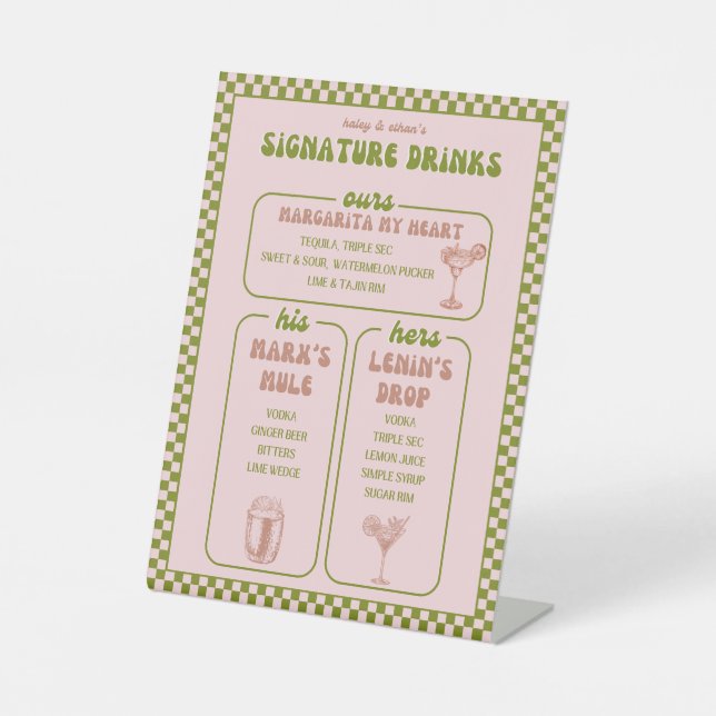 Retro Bar Menu Pedestal Sign (Front)