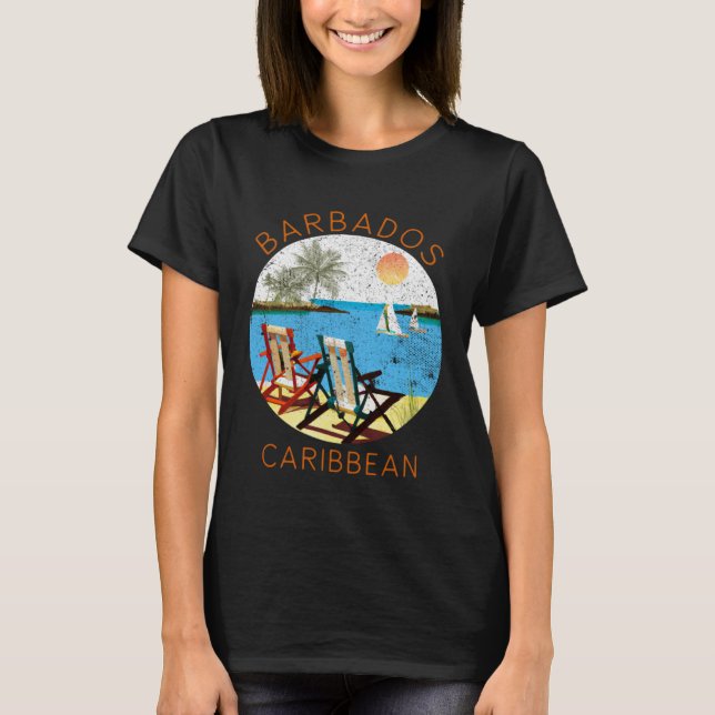 Retro Barbados Souvenir  Vintage Beach Vacation T-Shirt (Front)