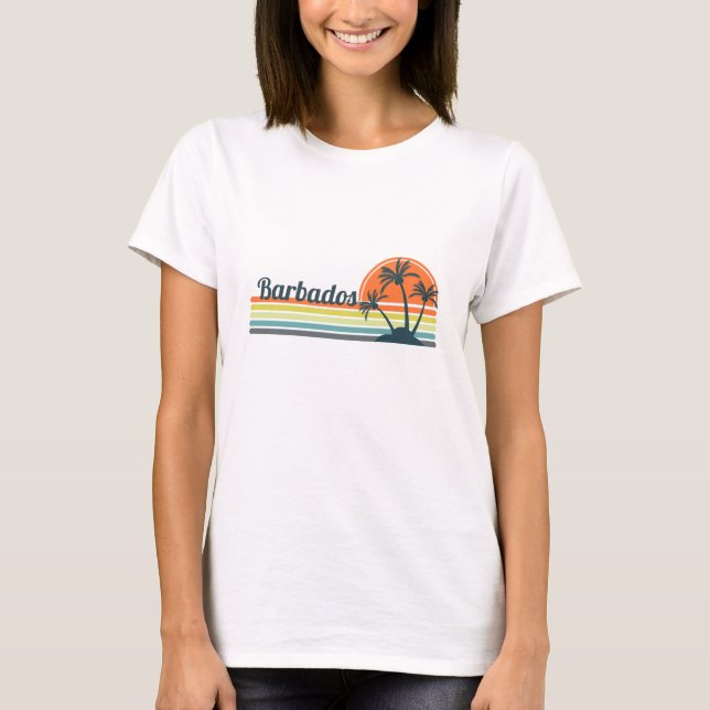 Retro Barbados Sunset T-Shirt (Front)