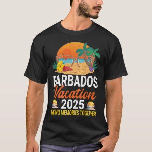 Retro Barbados Vacation 2025 Memories Matching Gro T-Shirt