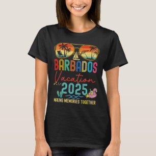 Retro Barbados Vacation 2025 Memories Matching Gro T-Shirt