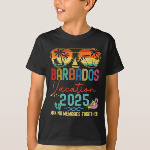 Retro Barbados Vacation 2025 Memories Matching Gro T-Shirt